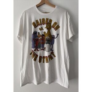 Sesame Street Raised On The Street Women's Graphic Tee Shirt Size Large White